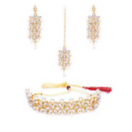 Arihant Floral Pearl & AD Glistening Jewellery Set for Women/Girls 44082