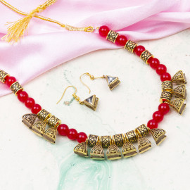 Arihant Stunning Beads & Crystal Gold Plated Necklace Set for Women/Girls 44099