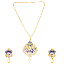 Arihant Elegant Kundan & Pearl Floral Design Gold Plated Necklace Set for Women/Girls 44107
