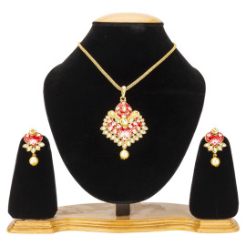 Arihant Exquisite Kundan & Pearl Floral Design Gold Plated Necklace Set for Women/Girls 44109