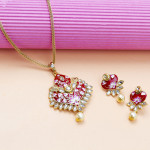 Arihant Exquisite Kundan & Pearl Floral Design Gold Plated Necklace Set for Women/Girls 44109