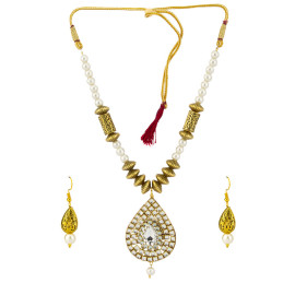 Arihant Designer Kundan & Pearl Gold Plated Delicate Necklace Set for Women/Girls 44119