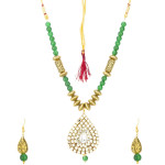 Arihant Green Gold Plated Stone Studded & Beaded Jewellery Set 44140