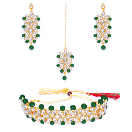 Arihant Tantalizing Crystal & Beads Gold Plated Jewellery Set for Women/Girls 44155