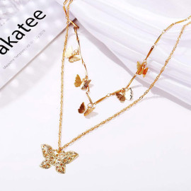 Arihant Gold Plated Butterfly Inspired Layered Necklace (CT-NCK-44165) 44165