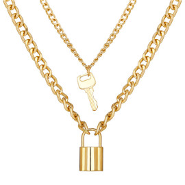 Arihant Stunning Gold Plated Lock Key Design Necklace for Women/Girls