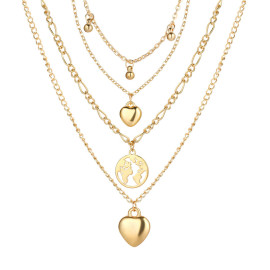 Arihant Gracious Heart Design Gold Plated Multi Layers Chain Necklace For Women/Girls 44174