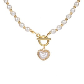 Arihant Jewellery For Women White Gold Plated Heart inspired Pearl Necklace