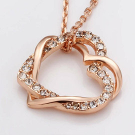 Arihant Delicate American Diamond Heart Inspired Rose Gold Splendid Pendant For Women/Girls 48002