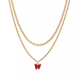 Arihant Jewellery For Women Gold Plated Red Butterfly Pendant