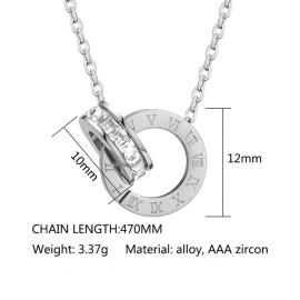 Arihant Silver Plated Stainless Steel Anti Tarnish Roman Numerals Pendant with Cubic Zirconia