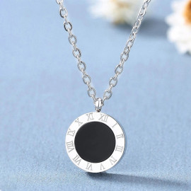 Arihant Silver Plated Stainless Steel Anti Tarnish Roman Numerals Dual Side Circular Pendant