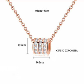 Arihant Rose Gold Plated Stainless Steel CZ Cylindrical Pendant with 3 Linked Loops