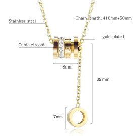 Arihant Gold Plated Stainless Steel Cubic Zirconia Pendant with Hanging Loop