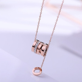 Arihant Rose Gold Plated Stainless Steel Cubic Zirconia Pendant with Hanging Loop