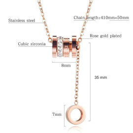 Arihant Rose Gold Plated Stainless Steel Cubic Zirconia Pendant with Hanging Loop