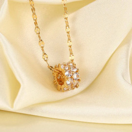 Arihant Gold Plated Stainless Steel CZ embedded Pendant with Rope Chain