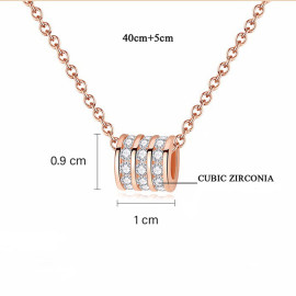 Arihant Rose Gold Plated Stainless Steel CZ Cylindrical Pendant with 3 Linked Loops