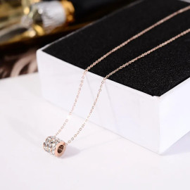 Arihant Rose Gold Plated Stainless Steel CZ Cylindrical Pendant with 3 Linked Loops