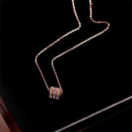 Arihant Rose Gold Plated Stainless Steel CZ Cylindrical Pendant with 3 Linked Loops