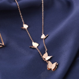 Arihant Stainless Steel Rose Gold Plated Butterfly themed Contemporary Pendant