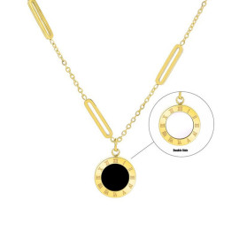 Arihant Gold Plated Stainless Steel Roman Numerals Dual Side Circular Pendant