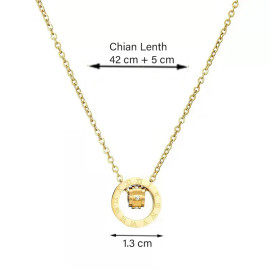 Arihant Gold Plated Stainless Steel Roman Numerals Pendant with Cubic Zirconia