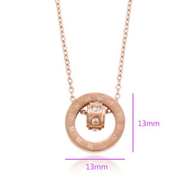 Arihant Rose Gold Plated Stainless Steel Roman Numerals Pendant with Cubic Zirconia