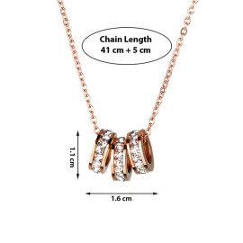 Arihant Rose Gold Plated Stainless Steel CZ Cylindrical Pendant with 3 Loops