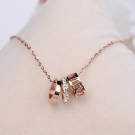 Arihant Rose Gold Plated Stainless Steel CZ Studded Spherical Roman Numerals Pendant