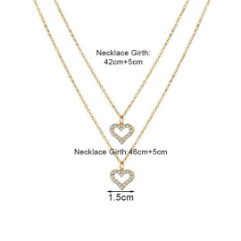 Arihant Gold Plated Korean Dual Hearts AD Layered Pendant