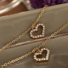 Arihant Gold Plated Korean Dual Hearts AD Layered Pendant