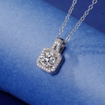 Arihant Silver Plated Stainless Steel CZ Square Anti Tarnish Pendant