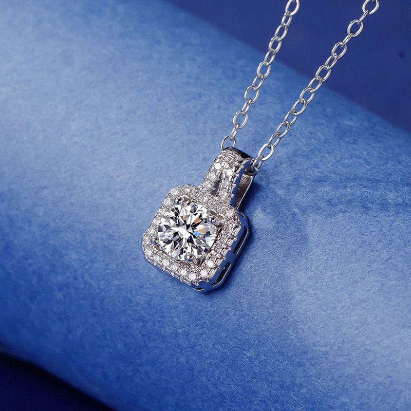 Arihant Silver Plated Stainless Steel CZ Square Anti Tarnish Pendant