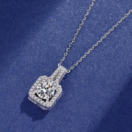 Arihant Silver Plated Stainless Steel CZ Square Anti Tarnish Pendant