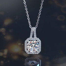 Arihant Silver Plated Stainless Steel CZ Square Anti Tarnish Pendant