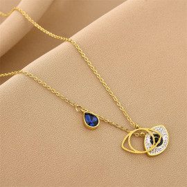 Arihant Stainless Steel Gold Plated American Diamond Studded Evil Eye Pendant