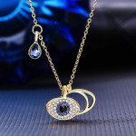 Arihant Stainless Steel Gold Plated American Diamond Studded Evil Eye Pendant