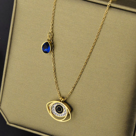 Arihant Stainless Steel Gold Plated American Diamond Studded Evil Eye Pendant