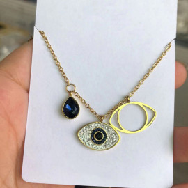 Arihant Stainless Steel Gold Plated American Diamond Studded Evil Eye Pendant