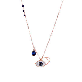 Arihant Stainless Steel Rose Gold Plated American Diamond Studded Evil Eye Pendant