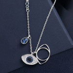 Arihant Stainless Steel Silver Plated American Diamond Studded Evil Eye Pendant