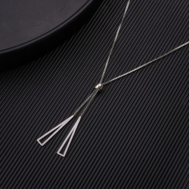 Arihant Silver Plated Stainless Steel Geometric Tassel Pull-out Necklace