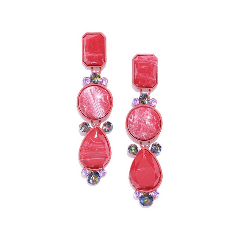 Arihant Red Handcrafted Geometric Drop Earrings 35033