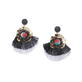 Arihant Black Gold-Plated Handcrafted Drop Earrings 35063