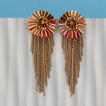 Arihant Orange And Beige Handcrafted Tassel Earrings 35144