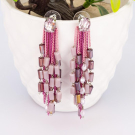 Arihant Pink And Purple Silver Plated Handcrafted Contemporary Tassel Earrings 35147