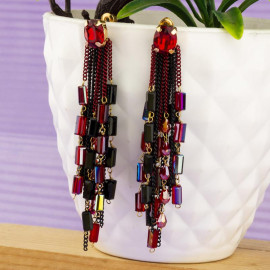 Arihant Red And Black Handcrafted Contemporary Tassel Earrings 35149