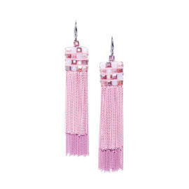 Pink Silver-Plated Handcrafted Drop Earrings 35156