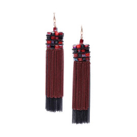 Red & Black Gold-Plated Handcrafted Contemporary Drop Earrings 35158